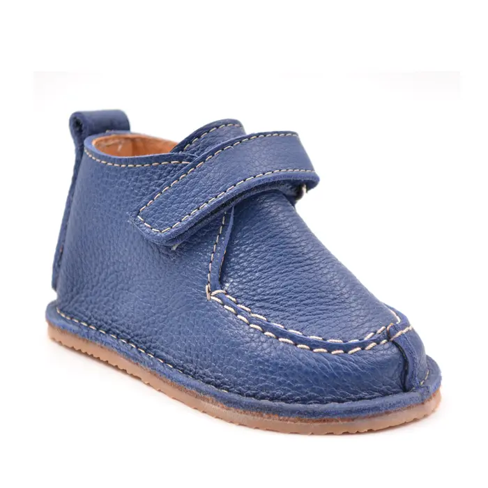 Pantofi din piele naturala pentru copii, talpa cauciuc, scai, Bubu, albastru maya- RO-110-4-23-By Pebebe-