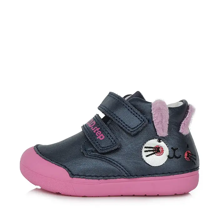 Pantofi primii pasi fete, bleumarin sidef, iepuras, D.D.Step- S066-343-25-D.D. Step-
