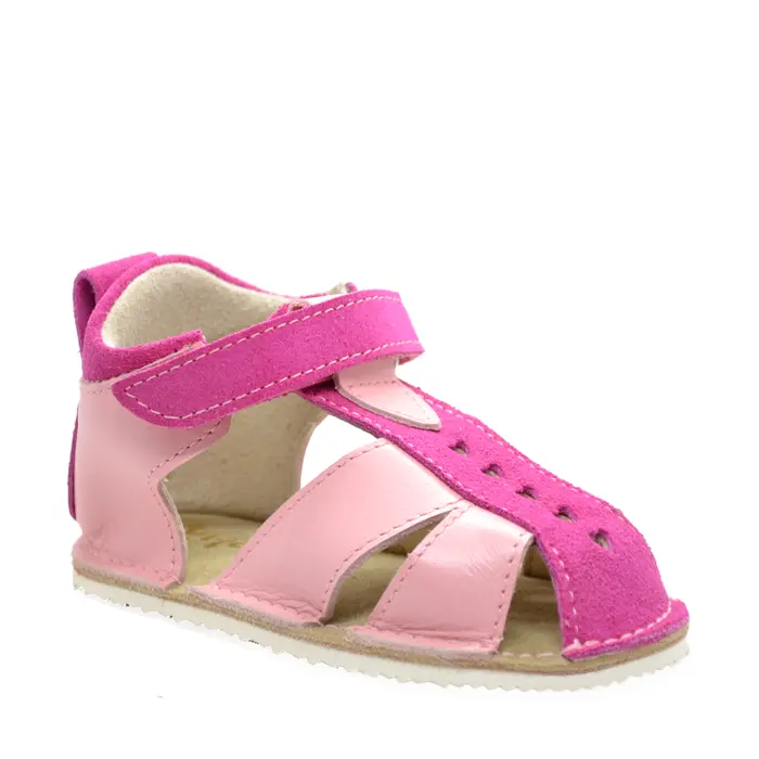 Sandale copii din piele naturala cu talpa flexibila vibram, roz- RO-101-roz-22-By Pebebe-