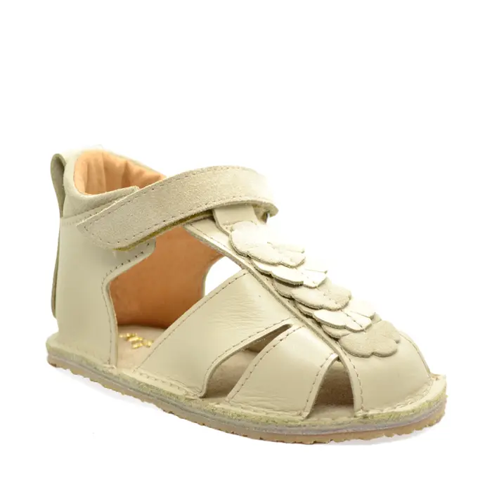 Sandale fete din piele naturala cu talpa flexibila, crem- RO-113-2-23-By Pebebe-