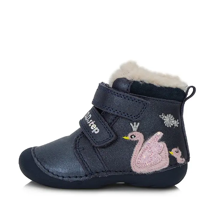 Ghete fete, piele naturala, talpa flexibila, imblanite, bleumarin, lebada, D.D.Step- W015-341A-23-D.D. Step-