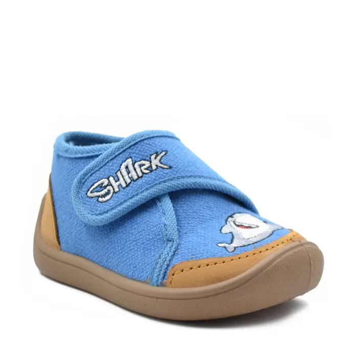 Pantofi barefoot copii, material textil, Elf Pascal, albastru, rechin, Bar3foot- 2BE4/3R-25-Bar3foot-