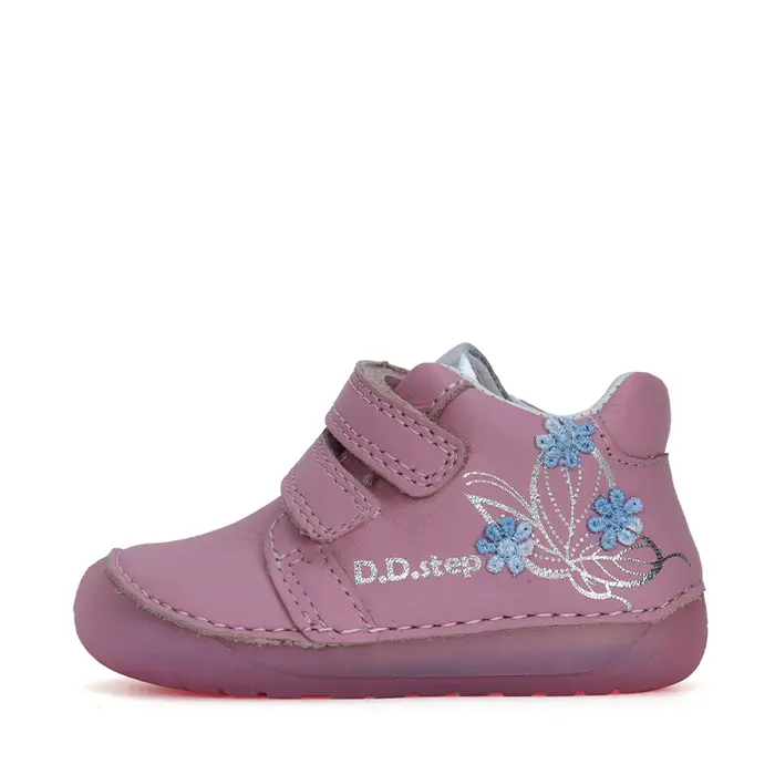 Pantofi din piele naturala, barefoot, roz, flori, D.D.Step- S070-41484A-25-D.D. Step-