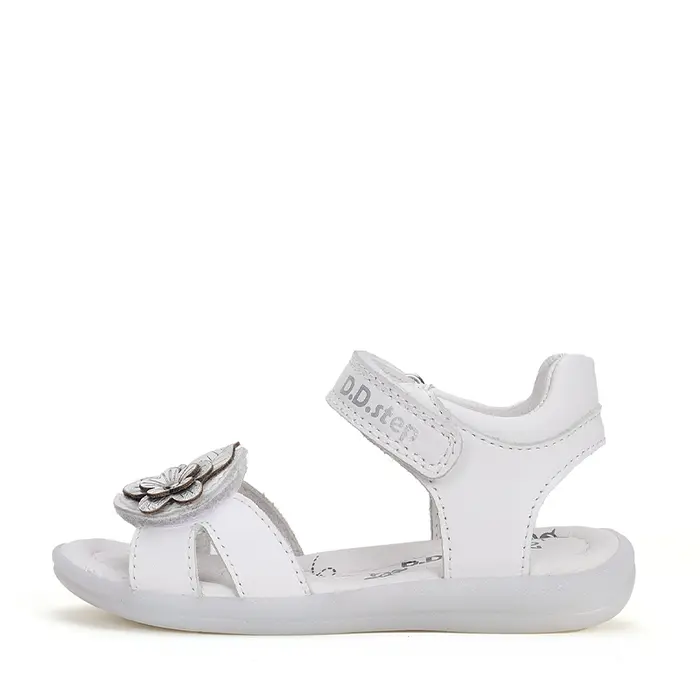 Sandale fete, piele naturala, alb cu floare argintie, D.D.Step- G072-41786BM-31-D.D. Step-