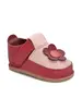 Pantofi din piele moale si talpa flexibila cu floare, rosu- RO-09-floare2-21-Luy-