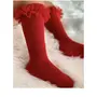 Sosete pana la genunchi cu volanase din tul, rosu - Sosete