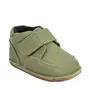 Ghete barefoot copii, din piele naturala cu scai, captuseala textila si talpa din cauciuc, verde, LUY - RO-17-2-23-By Pebebe
