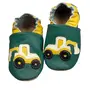 Papucei de interior din piele naturala, cu excavator, verde, Babice- BA-200-24/25-Babice