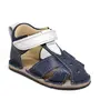 Sandale din piele naturala, priimii pasi, talpa flexibila, bleumarin alb- RO-101-1-22-By Pebebe