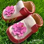 Pantofi barefoot copii, piele naturala, talpa flexibila, floare- RO-16-12-24-By Pebebe