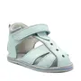 Sandale copii, barefoot, primii pasi, piele naturala, talpa flexibila, inchidere cu scai, baby blue- RO-100-11-24-By Pebebe