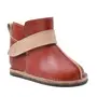 Cizme din piele pentru copii, talpa flexibila, imblanite, rosu marsala - RO-106-21-24-By Pebebe