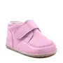 Ghete barefoot copii, din piele naturala cu scai si talpa din cauciuc, roz- RO-14-6-24-By Pebebe