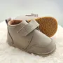 Pantofi barefoot baieti, piele naturala, primii pasi, talpa flexibila, culoare bej, Smiley- RO-500-5-22-By Pebebe