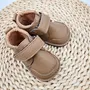 Pantofi barefoot baieti, piele naturala, primii pasi, talpa flexibila, culoare maro, Smiley- RO-500-3-24-By Pebebe