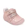 Pantofi D.D Step fete, primii pasi, piele naturala, barefoot, roz deschis, imprimeu flori- S070-52724-25-D.D. Step