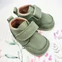 Pantofi copii, piele naturala, barefoot, primii pasi, talpa flexibila, culoare verde, Smiley- RO-500-6-24-By Pebebe