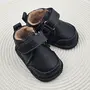 Ghete barefoot pentru copii, primii pasi, piele naturala, captuseala din blana, talpa flexibila, negru, Smiley - RO-600-1-24-By Pebebe