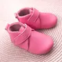 Pantofi de interior pentru copii, piele naturala, talpa din cauciuc antiderapanta, captuseala textila, roz- RO-400-4-25-By Pebebe