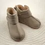 Cizme din piele pentru copii, barefoot, primii pasi, talpa flexibila, imblanite, bej - RO-106-29-24-By Pebebe