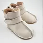 Cizme din piele pentru copii, barefoot, primii pasi, talpa flexibila, imblanite, crem - RO-106-14-24-By Pebebe