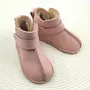 Cizme din piele pentru copii, primii pasi, barefoot, talpa flexibila, imblanite, roz deschis - RO-106-18-24-By Pebebe
