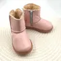 Cizme din piele pentru copii, primii pasi, talpa flexibila, imblanite, roz - RO-700-2-25-By Pebebe