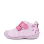 Pantofi D.D. Step fete, primii pasi, piele naturala, talpa flexibila, roz cu pisică- S015-61267-18-D.D. Step