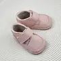 Pantofi barefoot din piele naturala pentru copii, primii pasi, inchidere cu scai si talpa din flexibila, roz- RO-14-9-24-By Pebebe